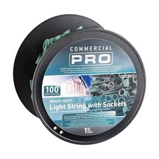 GEMMY Commercial Pro 100 E17 Base Christmas Light String with Sockets Heavy-Duty