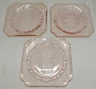 Jeannette Adam Pink Set of 3 Bread Plates 6" Depression Era