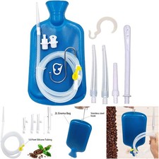 2L Enema Bag 5.0ft Silicone Hose Multi-Size Tips Colon Detox Cleanse