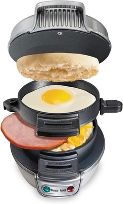 Hamilton Beach Breakfast Sandwich Maker with Egg Cooker Ring Black 600 Watt