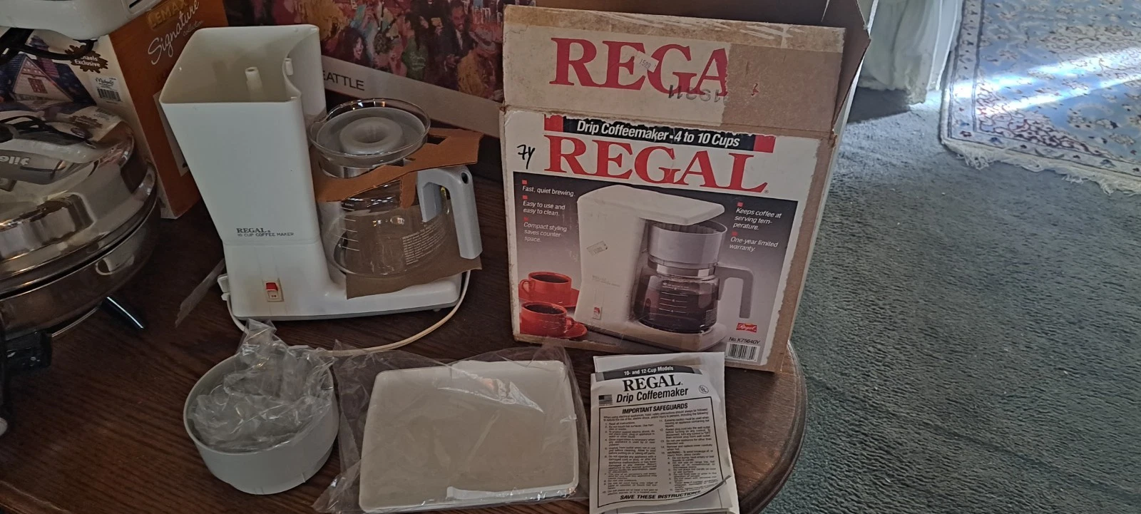 Vintage Regal Drip Coffee Maker 4 To 10 Cups Brewing V7564GY NEW OPEN BOX WHITE