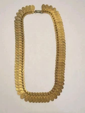 ANTIQUE VICTORIAN GILT BRASS Chased Floral BIB Collar NECKLACE ETRUSCAN REVIVAL