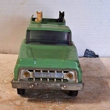 Vintage Tonka Farms Green Metal Horse Transport Truck W 2 Horses