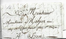 FRANCE 1812 FROM CHAUMONT TO LYON PRE STAMP LETTER 641(ZZ451)