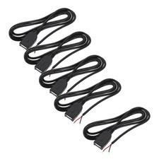 Micro USB Female to 2Pin Bare Wire 24AWG 39", 5Pcs Open End Pigtail Power Cable
