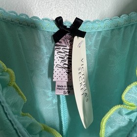 NWT &lsquo;10 Victoria&rsquo;s Secret Sexy Little Things Lace Babydoll Camisole Bows Teal