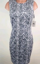 Calvin Klein Sheath Dress Size 6 Gray Green Sleeveless Back Zipper Career