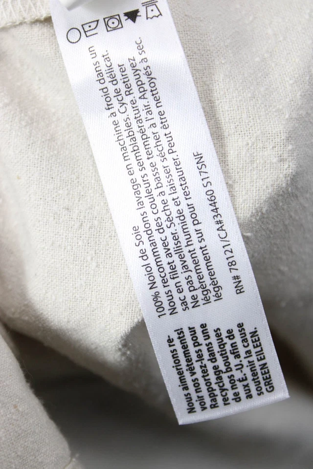 Cárdigan suéter crema Eileen Fisher para mujer seda negro abotonable talla M Foto 4 de 4