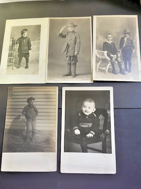 5 RPPC BOYS IN UNIFORMS 1900's Postcards