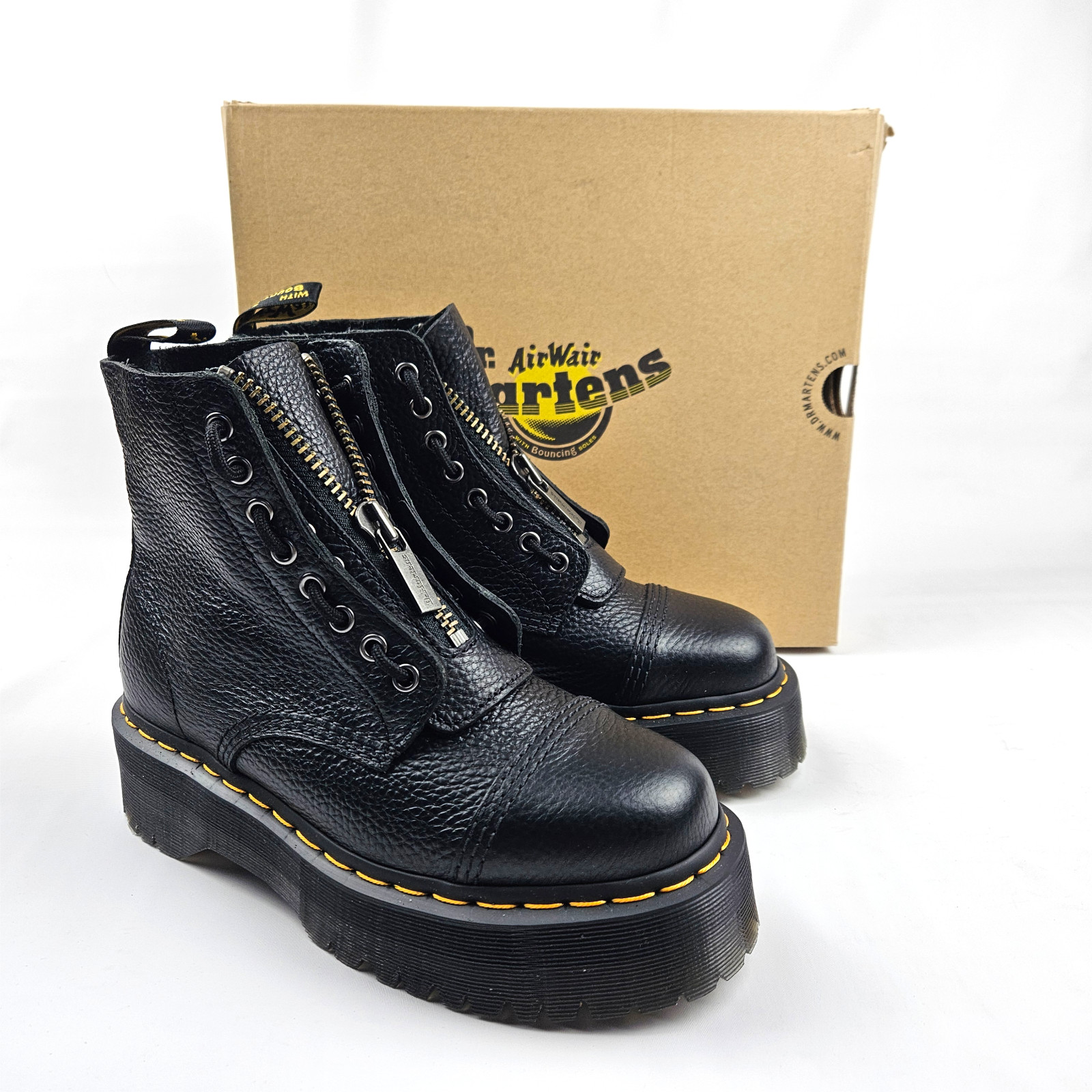 Dr. Martens Sinclair Platform Boots Black Milled Nappa Leather • Women’s 8 NIB image 2