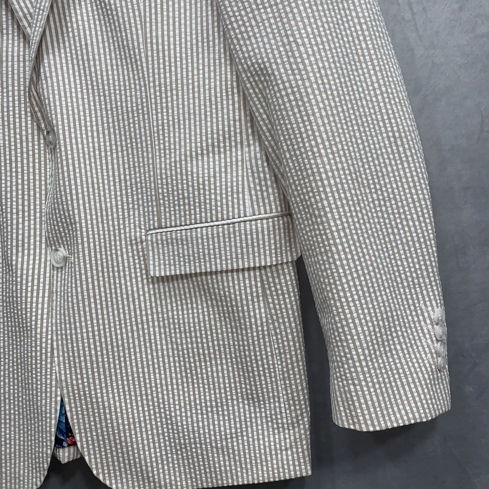 Chaqueta Blazer Ferrecci Tostada Algodón a Rayas Para Hombre Talla 42L Seersucker Foto 4 de 4