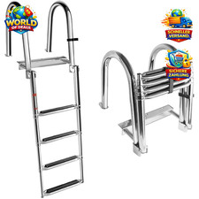 Edelstahl Poolleiter 4-stufig rutschfest für Boot und Pool
