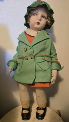 1920-1930's ANTIQUE LENCI 22'' FELT GIRL DOLL Series #109 