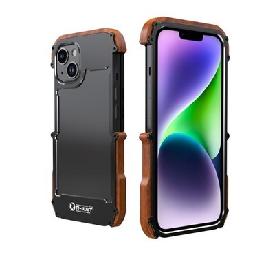 R-JUST Ironwood Generation Metall + Holz Handyhülle, für iPhone 14, für iPhone 14