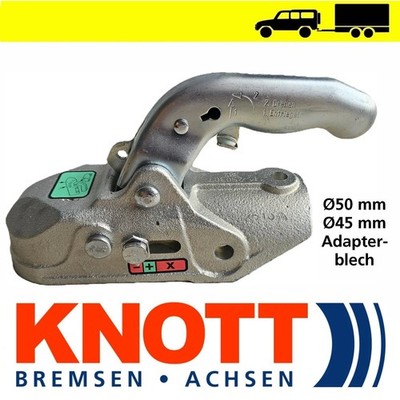 Kugelkupplung KNOTT K27-B  K27-A 2700 kg Ø45mm Ø50mm Adapterblech Zugmaul Klaue