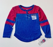 New York Giants Long Sleeve Henley Shirt Girls XS 4/5 NFL Team Apparel NWT