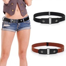 2 Pieces Elastic Belt Invisible Belt for Women Without Buckle Unisex No Buckl...