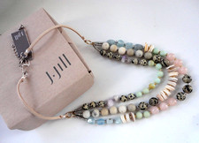 J Jill beaded Necklace triple strand Pretty SPRING colors  69 NWT Boxed UNWORN