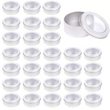 Metal Tin Cans - 2 Ounce Round Empty Containers with Clear Top for ... Fast Ship