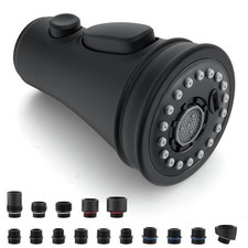 Kitchen Faucet Spray Head Replacement, 3-Function Pull Down Matte Black