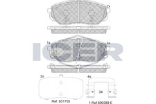 Bremsbeläge für Hyundai Santa FE IV TM TMA / KIA Sorento III UM ab 15->