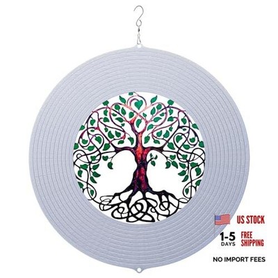 Tree of Life Wind Spinner - 12'' 3D Metal Hanging Garden Decor - Outdoor