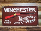 VINTAGE WINCHESTER PORCELAIN SIGN RARE OLD FIREARM GUN AMMUNITION RIFLE AMMO