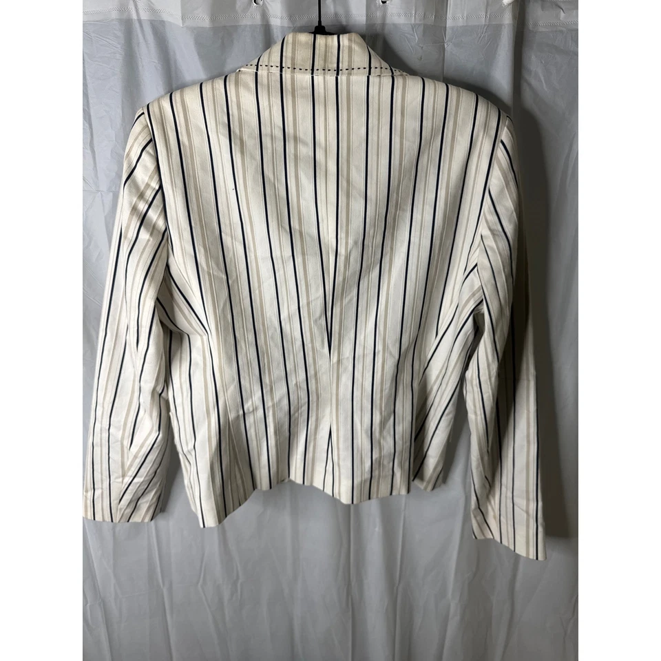 Chaqueta Blazer ALLEN by ABS Rayas Mujer Talla 12 Botones Bolsillos Frontales Foto 2 de 4