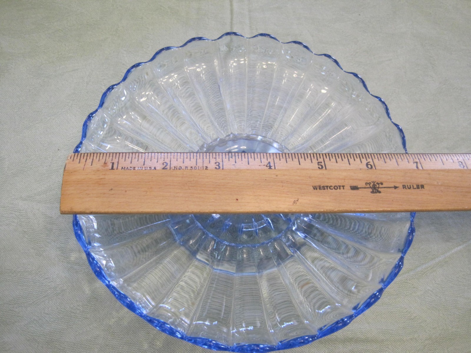 Imperial pillar flute clear blue footed plate compote vintage
