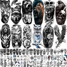 82 Sheets Temporary Tattoos Stickers, Fake Body Arm Chest Shoulder Tattoos