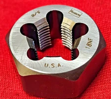 5/8-18 NF  x 1-1/4" Hex Die Irwin Hanson 7254 Rethreading CS RH