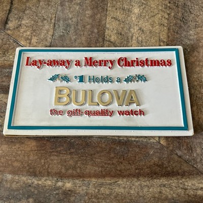 Rare 1950s-60s Bulova Watch Store Display Ad 8'' x 4.5'' Christmas