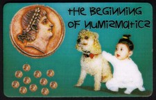 5m The Beginning of Numismatics Ancient Coins, Dog & Child Phone Card