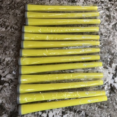 13x Karma Neion II Golf Grips Standard Neon Yellow Rubber Multi-Textured