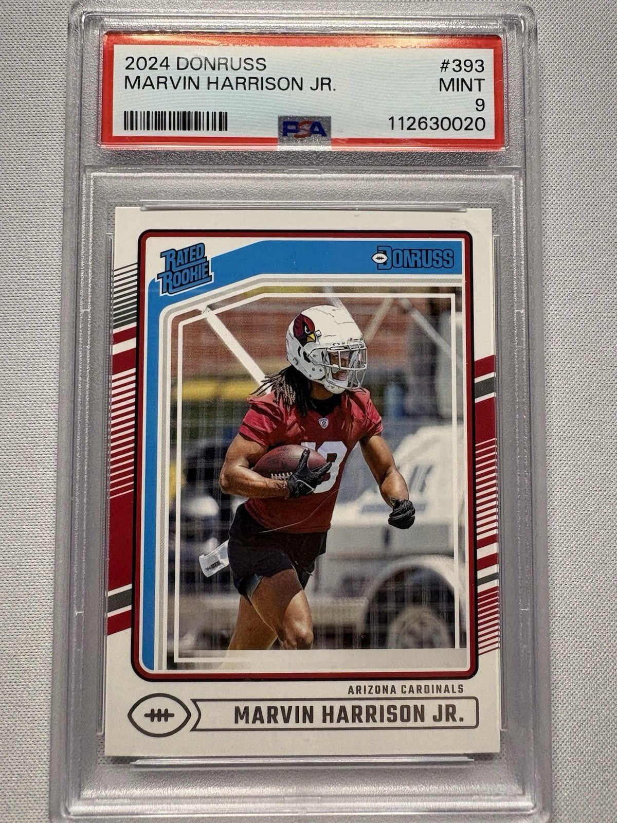 2024 Panini Donruss Rated Rookie Marvin Harrison Jr. #393 (RC) PSA 9 Mint view 2