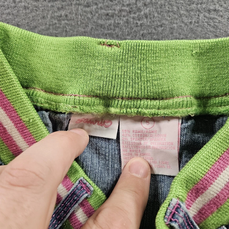 Linda Falda Denim Hello Kitty Niñas Pequeña Rosa Verde Cintura Bordada Jeans Foto 4 de 4