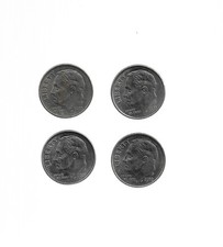 U.S.COIN, 2010/11/21 and 22P DIMES LOT OF 4 IN LOW CIRC. COND.