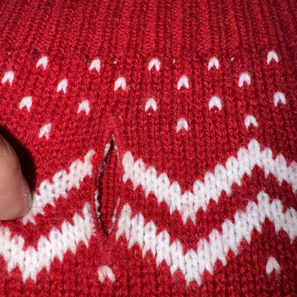 American Kennel Club, Red & White Nordic Print Xmas Cable Knit Dog Sweater Sz L - Image 3 of 4