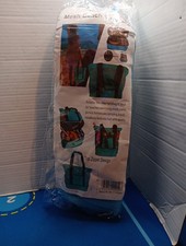 Mesh Beach Tote Bag with Cooler Compartment Insulated Picnic Bag Aqua