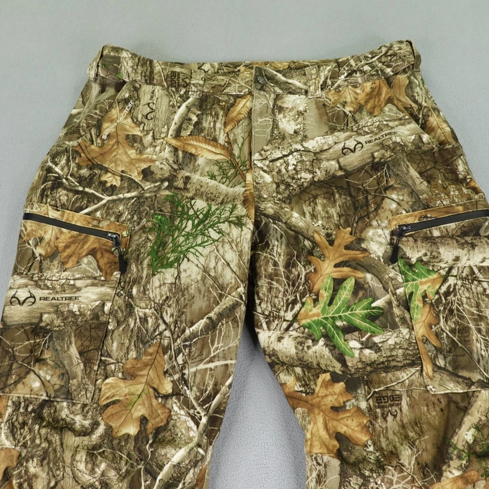 Realtree Pants Men XL Brown Real Tree Edge Camo Fleece Lined Ankle Zip Hunting ^ - Image 2 of 4