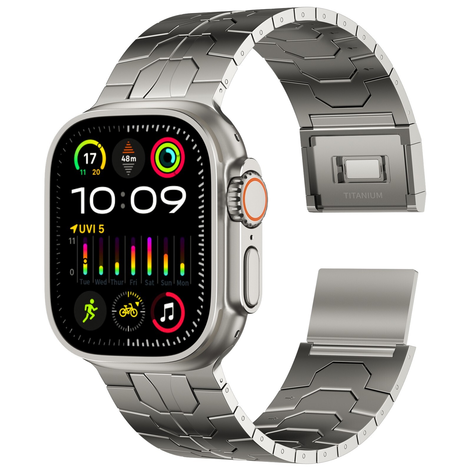 24mm Wide Full Titanium Watch Band with Magnetic Clasp for Apple Watch Titanium