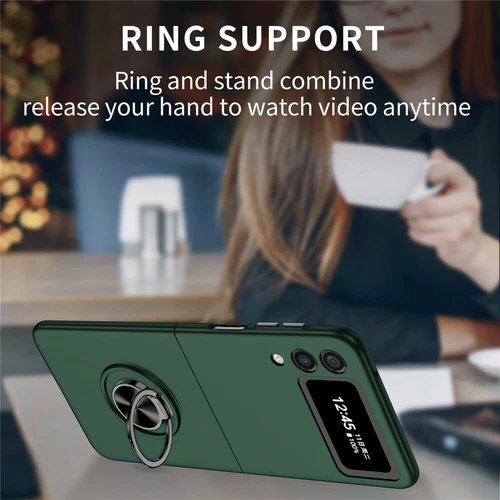 For-Samsung Galaxy Z Flip 4 3 5G Slim Matte Hard Case with Ring+Screen Protector - Picture 71 of 94