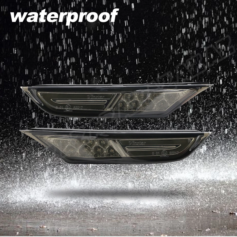 2X LED Side Marker Turn Signal Light Smoked For Nissan GT-R 2007-18 Amber White - Image 3 of 4