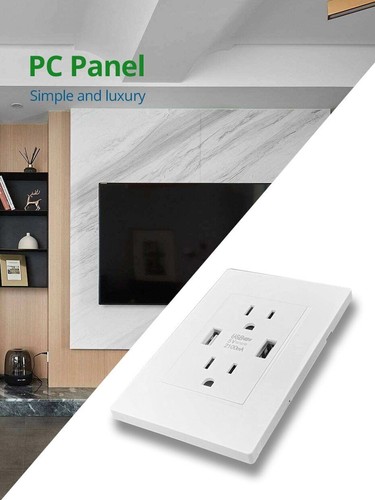15A 110V Dual USB Wall Outlet Charger Port Socket With Electrical Receptacles - Picture 7 of 11