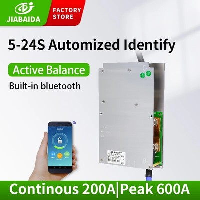 Smart BMS 6S~24S Built-in Bluetooth 200A Active Balance 24V 36V 48V 60V 72V