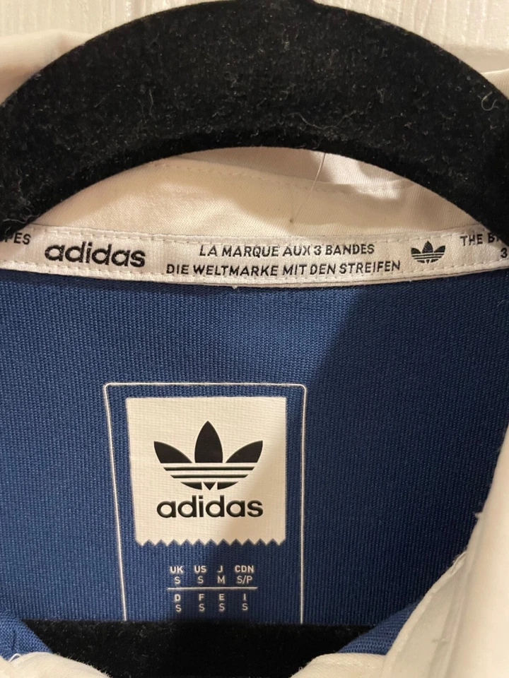 Men's Adidas 3-Stripes Long Sleeve Rugby Blue Red Grey Polo Shirt Men’s  Sz S - Image 3 of 4