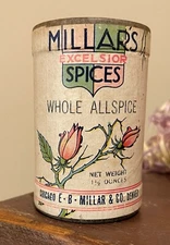 Antique Millar's Excelsior Spice Whole Allspice Unopened Chicago Denver