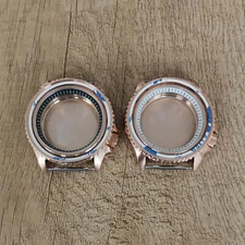 PVD Rose Gold Watch Case Black/White Inner Shadow S Handle for NH35/36 Movement