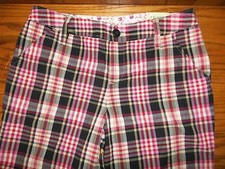 NEW GIRL'S ARIZONA PINK BLACK BERMUDA SHORTS PLAID SIZE 12 MSP 24.99 .