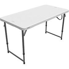 Height Adjustable Craft Camping and Utility Folding Table, 4 Foot, 4'/48 x 24,